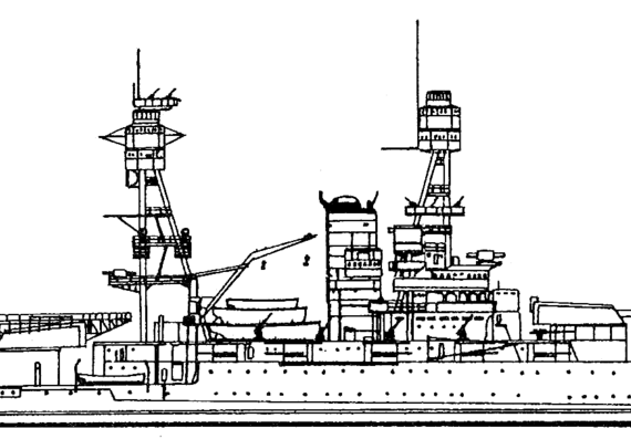 Боевой корабль USS BB-36 Nevada 1941 [Battleship] - чертежи, габариты, рисунки